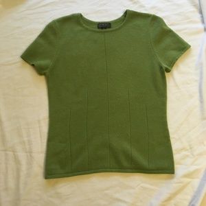 100% Cashmere Green Short Sleeve Sweater S EUC
